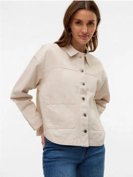 Vero Moda Robustes Denim Hemd Design VMJAMIE LS DENIM SHACKET MIX GA NOOS creme