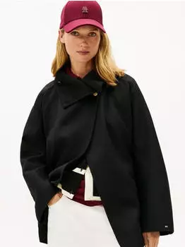 Tommy Hilfiger Double-faced Wollmantel mit G&uuml;rtel (WW0WW47758) schwarz