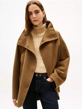 Tommy Hilfiger Double-faced Wollmantel mit G&uuml;rtel (WW0WW47758) nordic taupe
