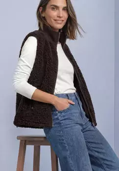 Street One Fake Fur Weste mit Strickdetails (A22031717111) auburn brown