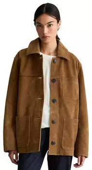 Marc O'Polo Lederjacke im Barn-Stil regular aus hochwertigem Rinderspaltleder (5000013816) true brown
