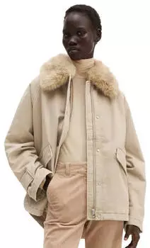 Marc O'Polo Twill-Outdoorjacke relaxed mit abnehmbarem Fake-Fur-Kragen (5000011849) earthy taupe