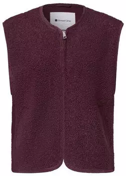 Street One Teddy-Weste mit Zipper und Corddetails (A220315) rustic rouge