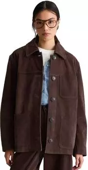 Marc O'Polo Lederjacke im Barn-Stil regular aus hochwertigem Rinderspaltleder (5000013816) espresso brown