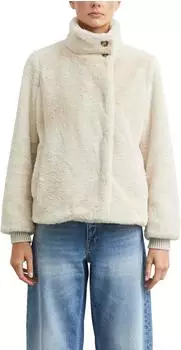 Comma Fake-Fur-Jacke mit Strickb&uuml;ndchen (2182370) braun