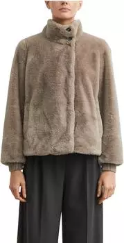 Comma Fake-Fur-Jacke mit Strickbündchen beige (2182370.8434)