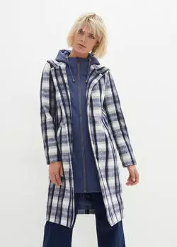 bonprix Wintermantel Two-in-One-Design , Sweatjacke Oversize mit Kapuze (92691295) indigo/grau kariert