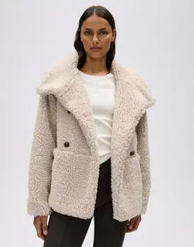 Opus Cabanjacke in Teddyoptik mit Raglan&auml;rmeln (10606514395453) macadamia