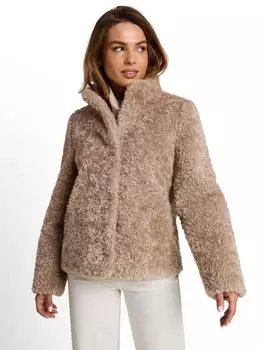 Tom Tailor Pl&uuml;schjacke Regular mit Knopfleiste und Stehkragen (1052550) soft taupe grau