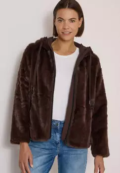 Cecil Fellimitatjacke Fake Fur mit Kapuze (B202272) chocolate sauce braun