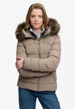 Superdry Hood Faux Fur Fuji Padded Jkt Steppjacke Slim Fit (W5012184A) fallen rock braun
