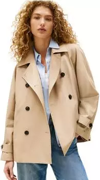 Tommy Hilfiger Wasserabweisender Relaxed Fit Kurz Trenchcoat Mantel beige (Damen) (WW0WW49586AEG)
