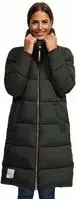 Marikoo lange Damen Steppjacke mit Kapuze & Kragen - Modell Nomadiaa Gr&uuml;n