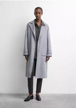 Comma Loose Fit: Klassischer Double Face Mantel mit aufgesetzten Taschen grau (2181646.97W0)