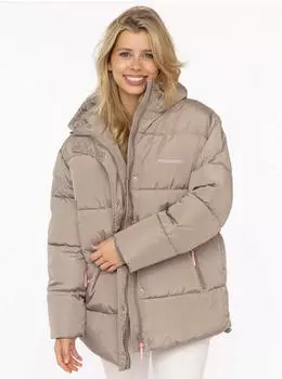 Zwillingsherz Love More Wintersteppjacke kurz mit Kapuze taupe