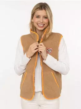 Zwillingsherz Weste aus Teddyfleece taupe