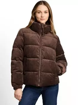 Tom Tailor 1051155 Cord Puffer-Jacke mit Stehkragen cool dark brown