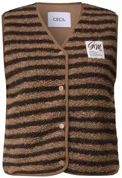 Cecil Teddy-Weste mit V-Neck und Streifen (CCB22035227766) braun
