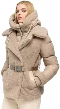 Navahoo Kuschelh&auml;schen 14 Pl&uuml;schjacke mit Kapuze im Teddy-Stepp-Materialmix, winddicht (97863127) light taupe