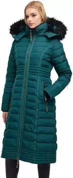 Navahoo Umay Langer Damen Winter Steppmantel mit Kunstfellkapuze (71874543) ocean gr&uuml;n