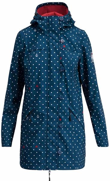 blutsgeschwister Wild Weather Long Anorak dot and anchor blau