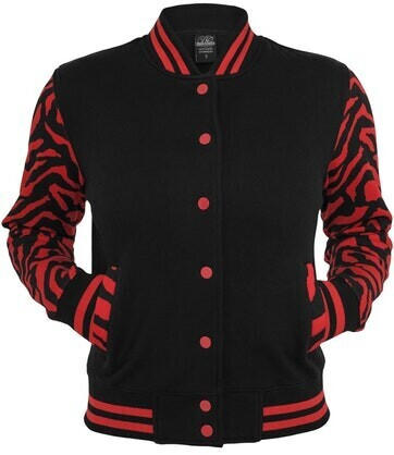 Urban Classics Ladies Zebra 2-tone College Sweatjacket (TB468-00200-0042) red/blk