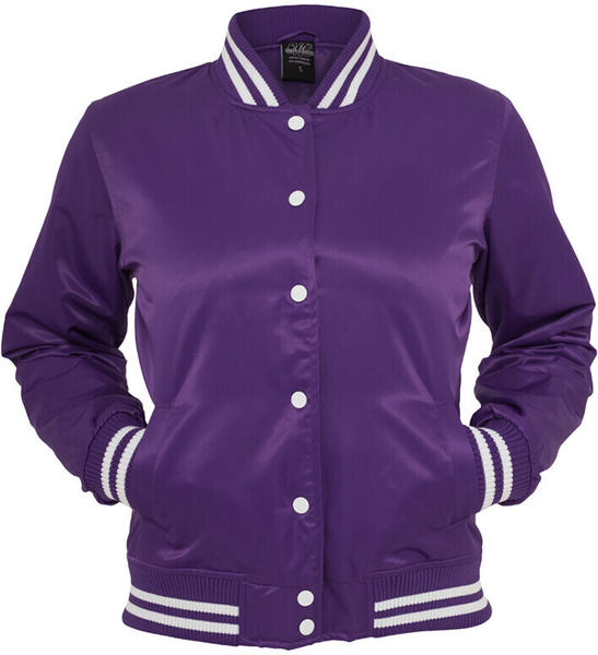 Urban Classics Ladies Shiny College Jacket Fus/wht (TB349-00194-0042) purple/white