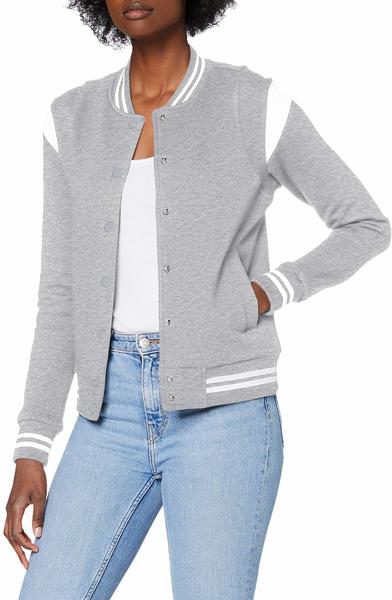 Urban Classics Ladies Organic Inset College Sweat Jacket (TB3776-01219-0037) grey/white