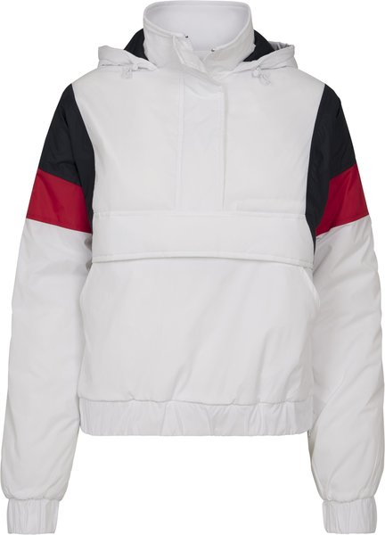 Urban Classics Ladies 3-tone Padded Pull Over Jacket (TB2445-01244-0042) white/navy/fire red