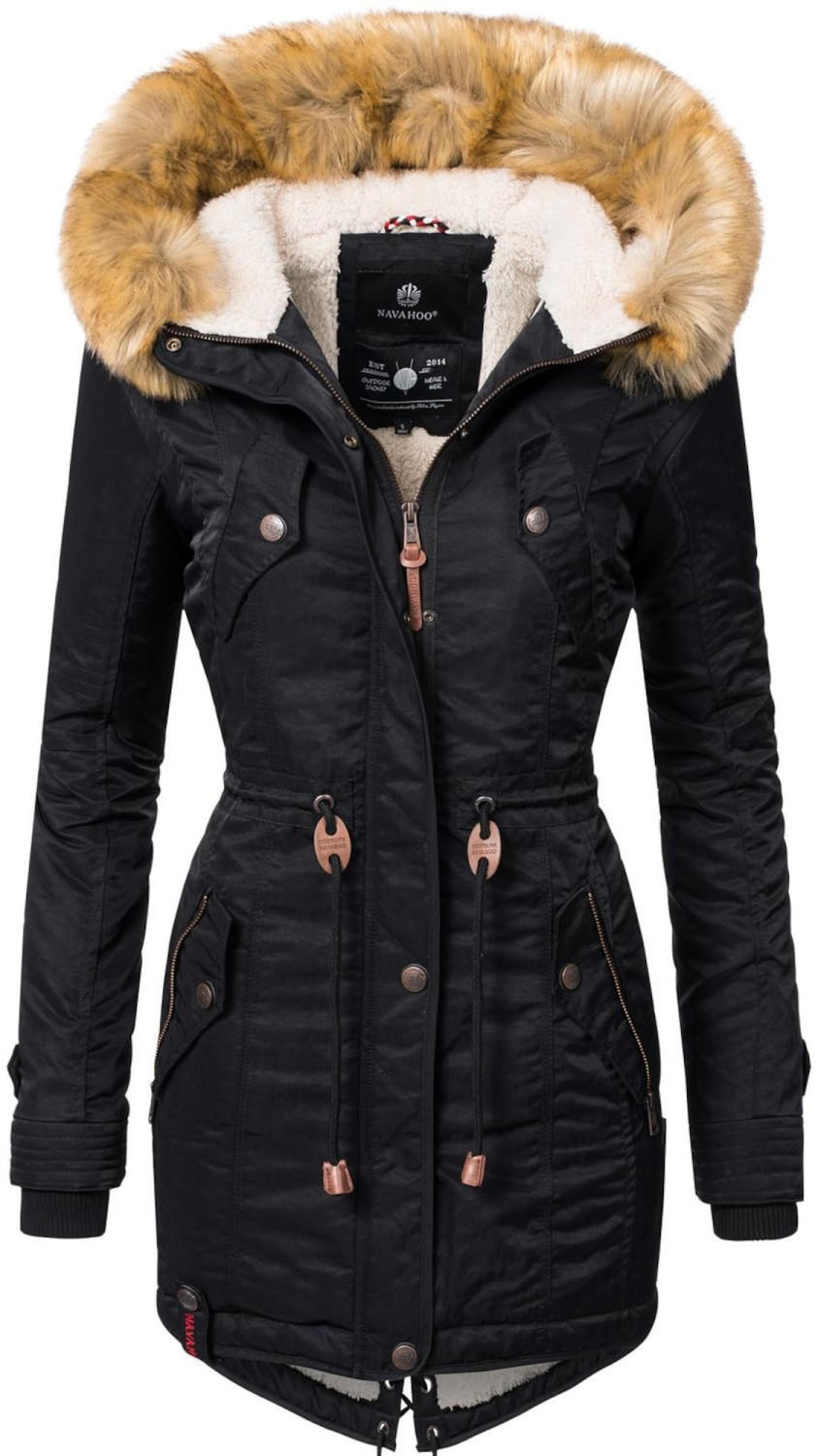 Navahoo Damen Wintermantel Warmer Parka lang mit Kapuze La Viva