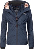 Marikoo Damen &Uuml;bergangsjacke Erdbeere mit Doppelkragen & Fleece-Innenfutter Blau