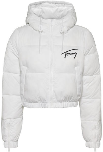 Tommy Hilfiger Signature Cropped Puffer Jacket (DW0DW14470) white