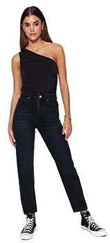 Trendyol Gerade Mama Hohe Taille Jeans schwarz