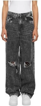 Urban Classics Damen Hose TB6155 Distressed 90's Wide Leg Denim schwarz grau gewaschen