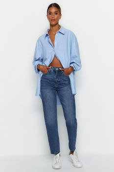 Trendyol Mom-jeans hoher taille dunkelblau