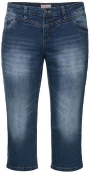 Sheego Caprijeans 'Die Schmale' blue Denim Used-Effekten