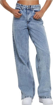 Urban Classics Damen Wide Leg Slit Denim Hose tinted lightblue washed TB6110