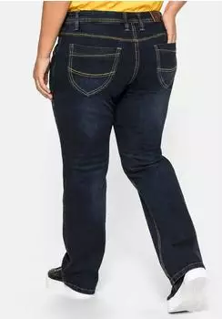 Sheego Stretch-Jeans gerade Beinform dark blue Denim