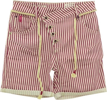 M.O.D Jeans Kurze Jeans Shorts Bermudas Popeline Stretch pink weiß gestreift