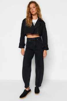 Trendyol Gerade Hohe Taille Jeans schwarz