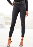Buffalo High-waist-Jeans mit modischer Knopfleiste, schmale Skinny-Jeans,