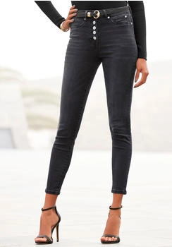 Buffalo High-waist-Jeans Knopfleiste schwarz Stretch