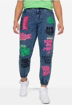 Angel of Style Jeans bunte Drucke 5-Pocket Elastiksaum
