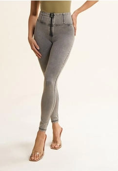 Freddy Jeggings WRUP hohem Bund und Push-Up Effekt light grey schwarz