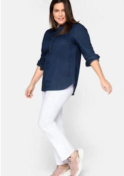 Sheego Jeans gerade Used-Effekte weiß blau Denim