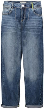 Cartoon Damen Used Look-Jeans Waschung dunkles blau