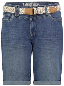 Sublevel Jeansshorts Flechtgürtel und umgeschlagenem Saum blau schwarz