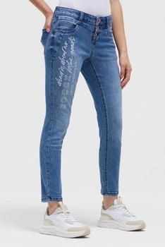 Soccx Slim Fit Jeans 7/8 Länge Mid Waist blau