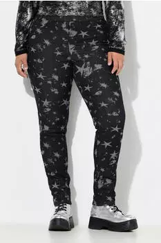 Angel of Style Jeggings Slim Fit Denim Look Stars grau/schwarz