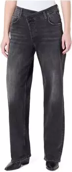 Replay Zelmaa Weite Jeans mit asymmetrischem Verschluss (WA511) black delavè